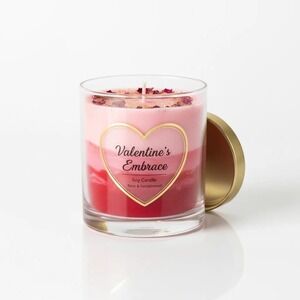 Valentine's Rose & Vanilla Soy Candle - Handmade Romantic Scented Candle